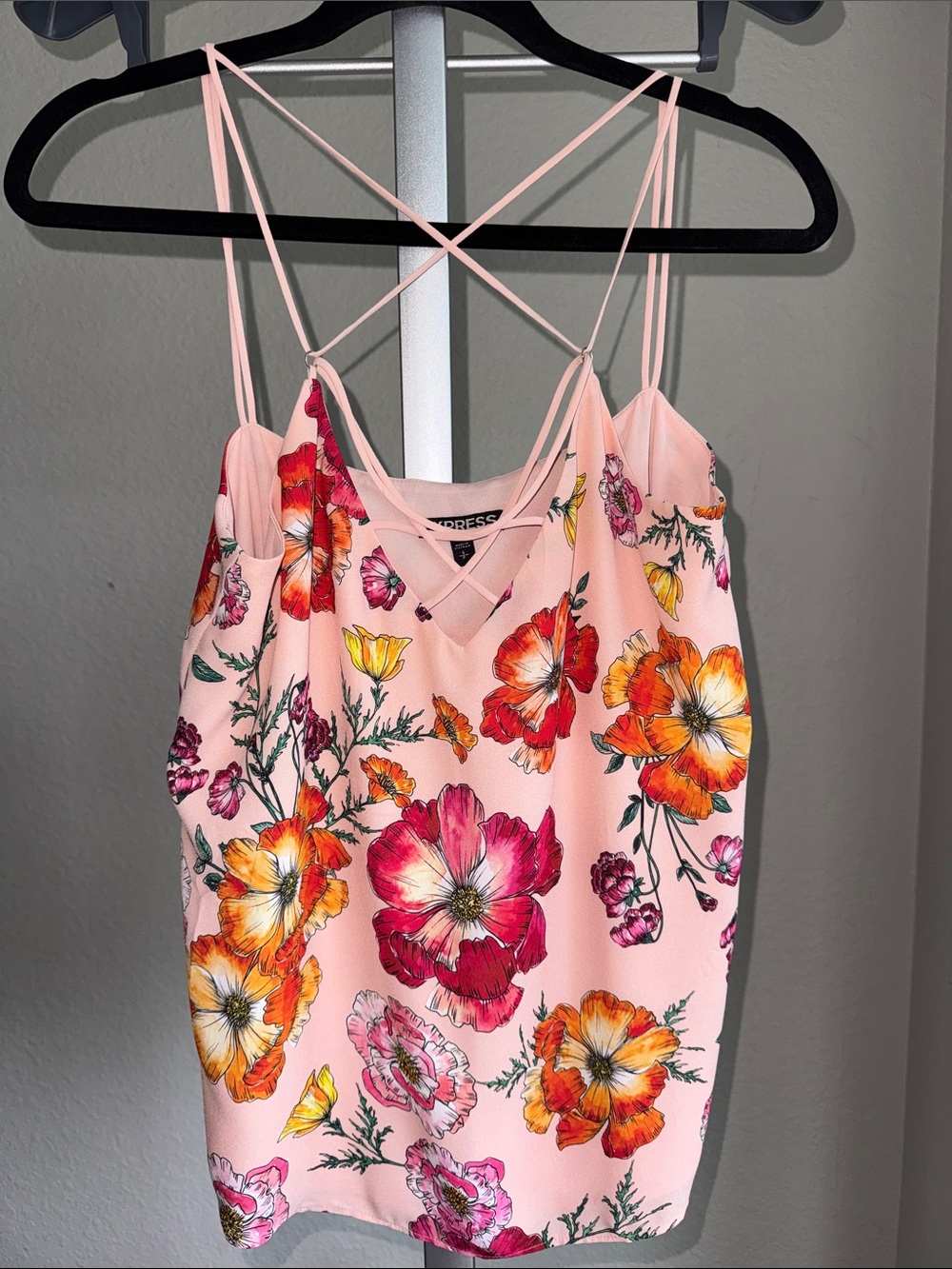 Express Pink Floral Strappy Cami